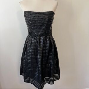 Shoshanna Black Strapless Textured Party Dress faux leather cocktail 6 event